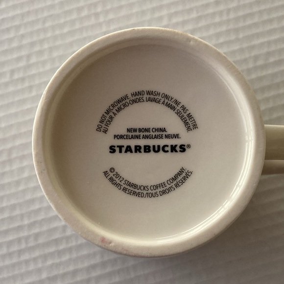 Starbucks Bone China Porcelain 2012 Christmas Mug White Gold Garland Accent - Picture 3 of 6